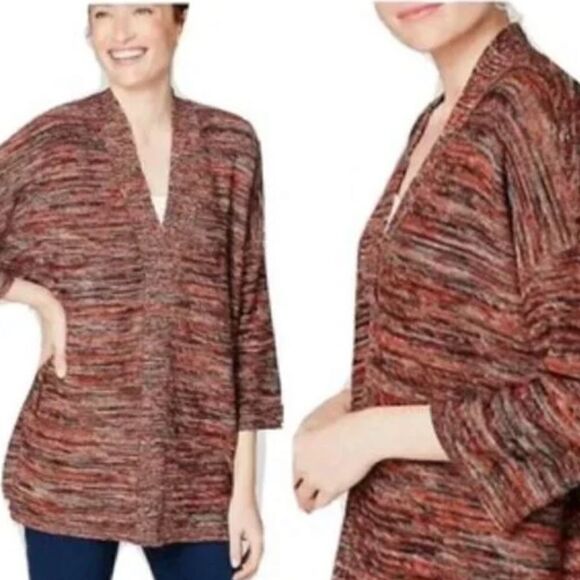 J. Jill Pure Jill Campari Marled V-Neck Pullover Sweater - Picture 1 of 7